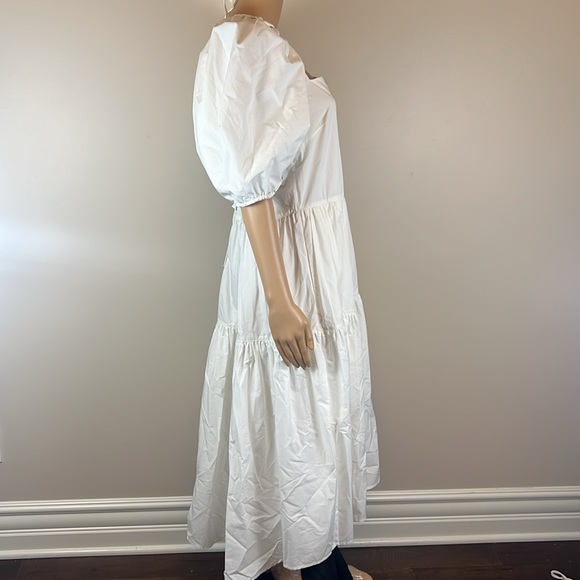Jonathan Simkhai White Cotton Lou Puff Sleeve Midi Dress - Picture 4 of 7